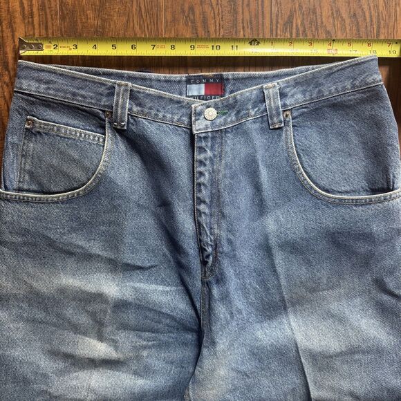 VINTAGE Tommy Hilfiger Baggy Carpenter Jeans Y2K Hammer Loop Men's Size 36x32 - Picture 6 of 10